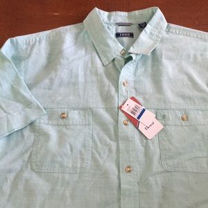 IZOD Mint Green Button Down Fishing Casual Shirt